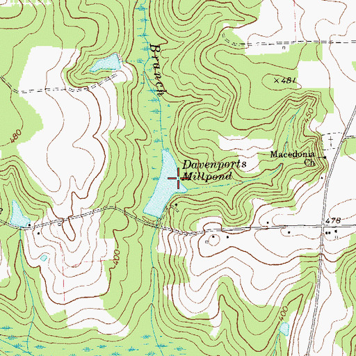 Topographic Map of Davenports Millpond Dam, GA