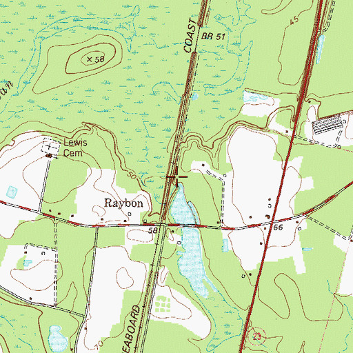 Topographic Map of Strickland Lake Dam, GA