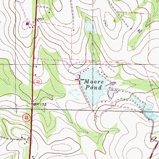 Topographic Map of Moore Lake Dam, GA
