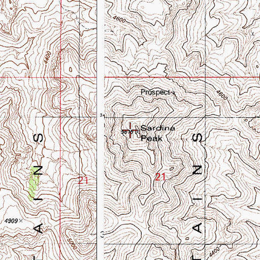 Topographic Map of Sardina Peak, AZ