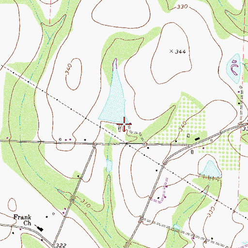 Topographic Map of Davis Lake Dam, GA