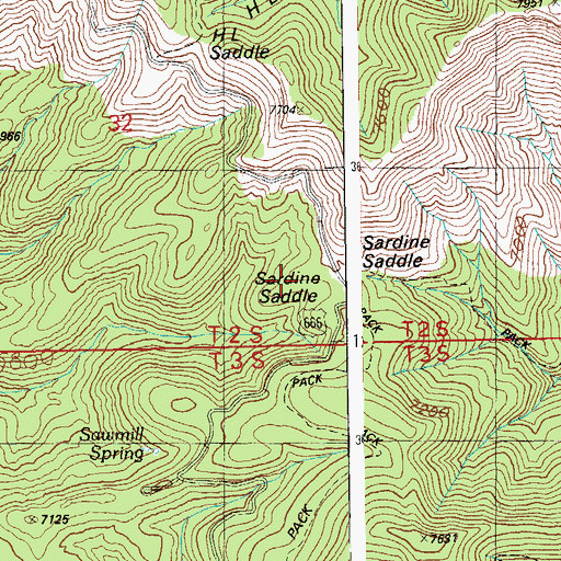 Topographic Map of Sardine Saddle, AZ