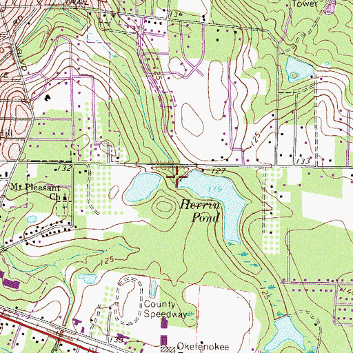Topographic Map of Herrin Pond Dam, GA