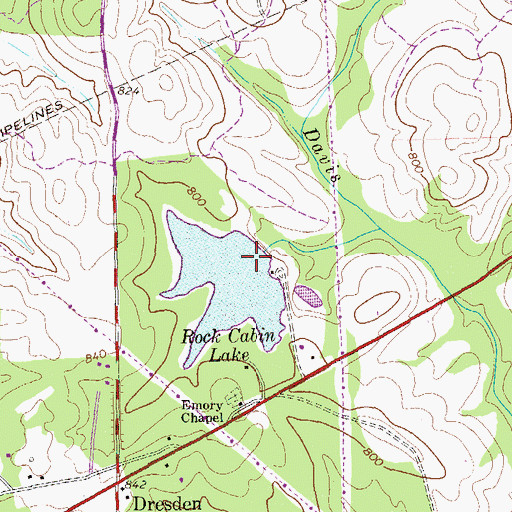 Topographic Map of Rock Cabin Lake Dam, GA