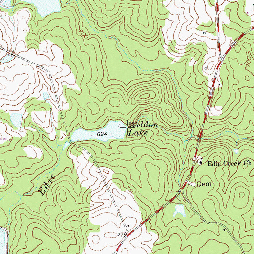Topographic Map of Weldon Lake Dam, GA