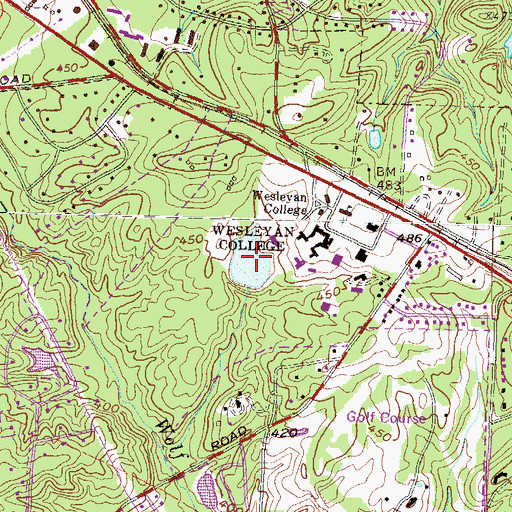 Topographic Map of Wesleyan College Lake, GA