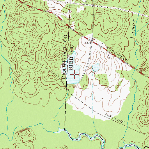 Topographic Map of Rowell Lake Dam, GA