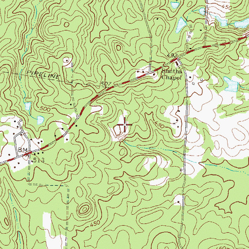 Topographic Map of Hughes Lake Dam, GA