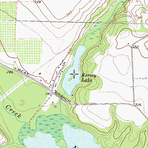 Topographic Map of Kersey Lake Dam, GA