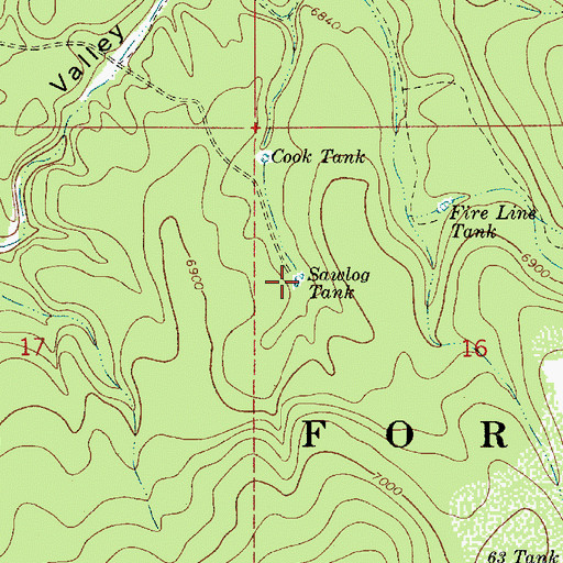 Topographic Map of Sawlog Tank, AZ