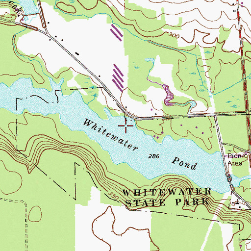 Topographic Map of Whitewater Pond Dam, GA