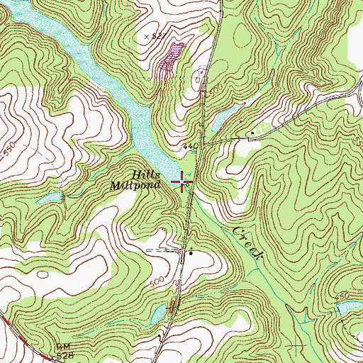 Topographic Map of Hills Millpond Dam, GA