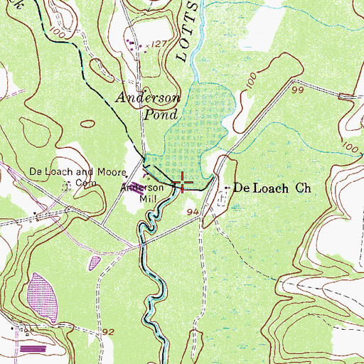 Topographic Map of Anderson Pond Dam, GA