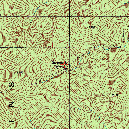 Topographic Map of Sawmill Spring, AZ