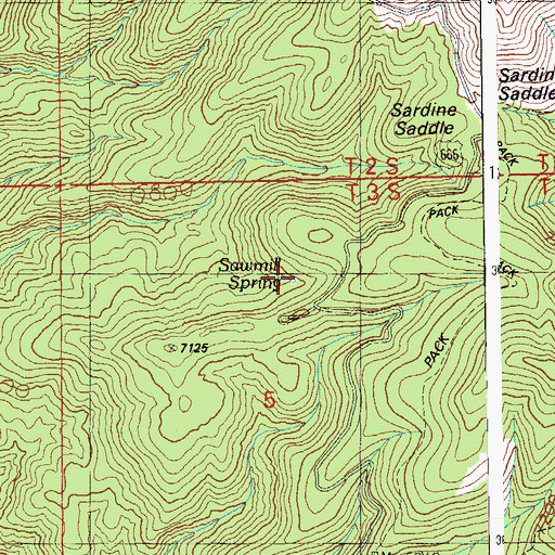 Topographic Map of Sawmill Spring, AZ