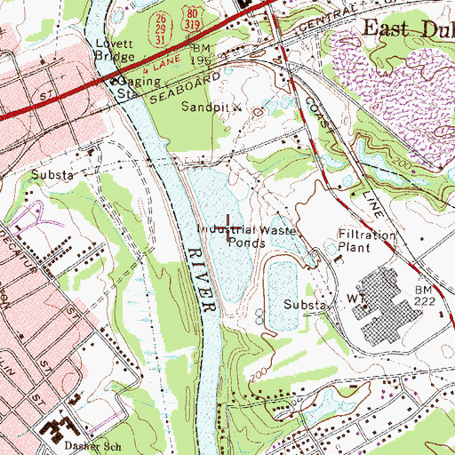 Topographic Map of J P Stevens O Company Industrial Pond, GA