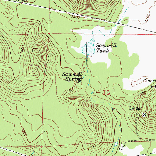 Topographic Map of Sawmill Spring, AZ