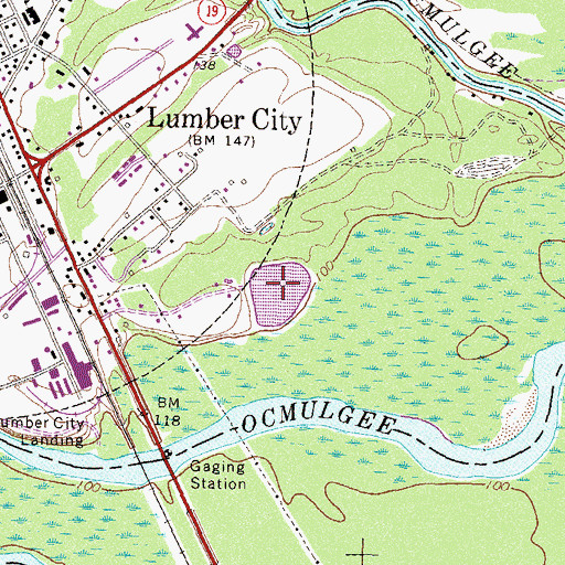 Topographic Map of Lumber City Oxidation Pond, GA