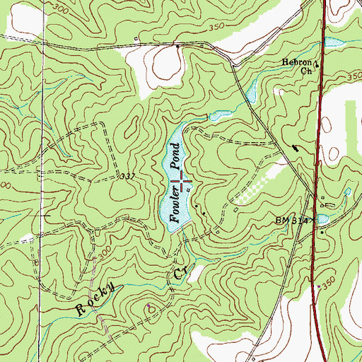 Topographic Map of Fowlers Pond Dam, GA