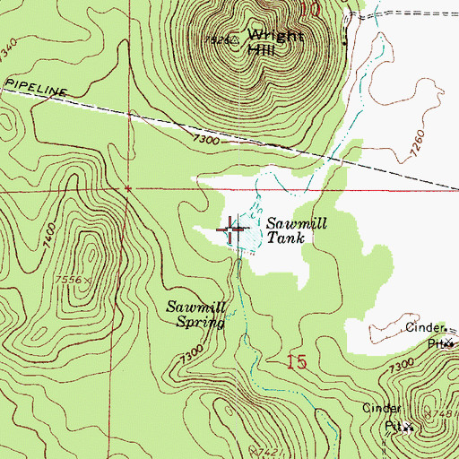 Topographic Map of Sawmill Tank, AZ