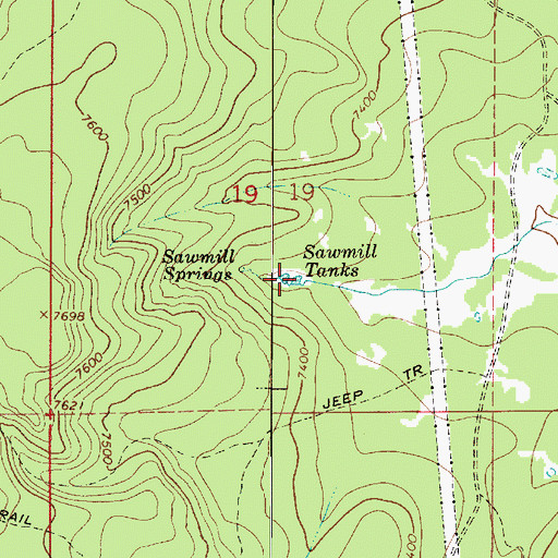 Topographic Map of Sawmill Tanks, AZ