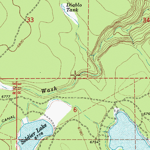 Topographic Map of Sawmill Wash, AZ