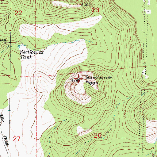 Topographic Map of Sawtooth Peak, AZ