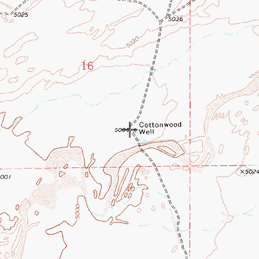 Topographic Map of Cottonwood Well, AZ
