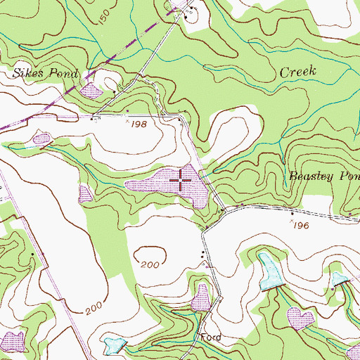 Topographic Map of Big Beasley Pond, GA