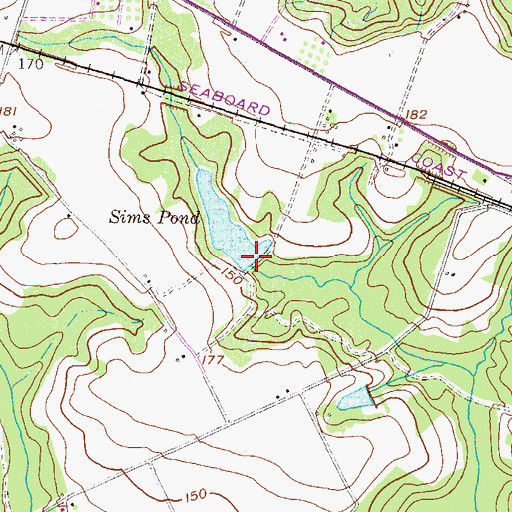 Topographic Map of Sims Pond Dam, GA