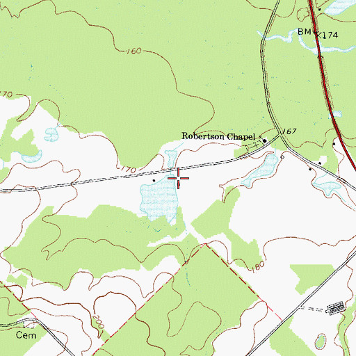 Topographic Map of Greene Lake Dam, GA