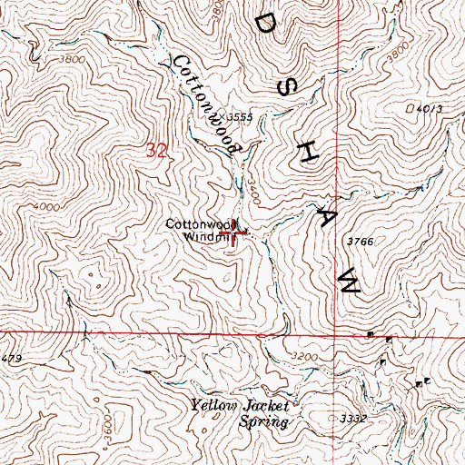 Topographic Map of Cottonwood Windmill, AZ