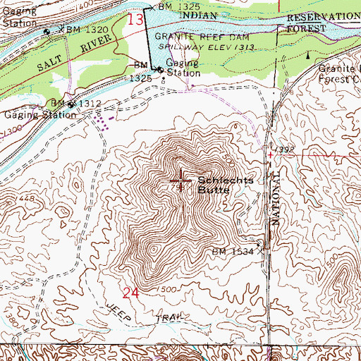 Topographic Map of Schlechts Butte, AZ