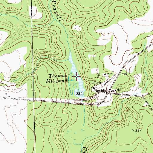 Topographic Map of Thomas Millpond Dam, GA