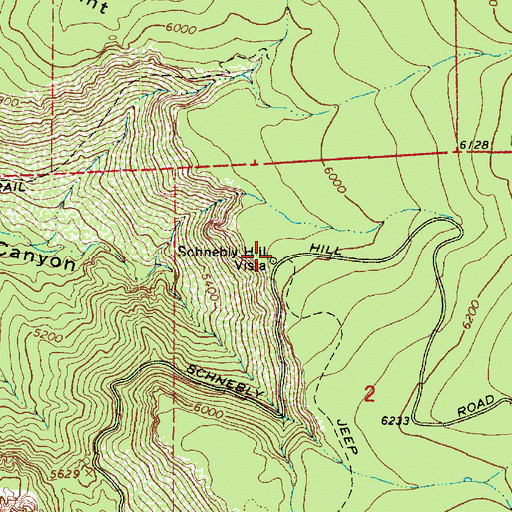 Topographic Map of Schnebly Hill Vista, AZ