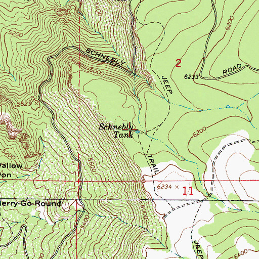 Topographic Map of Schnebly Tank, AZ