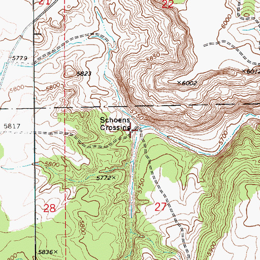 Topographic Map of Schoens Crossing, AZ
