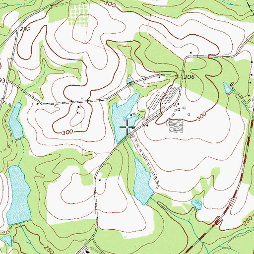 Topographic Map of Whitfield Lake Dam, GA