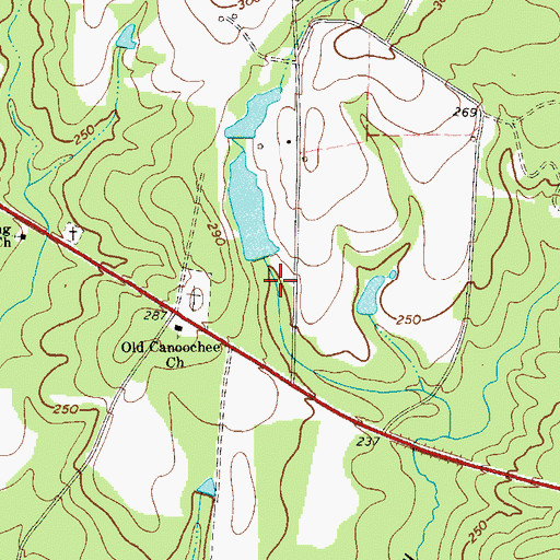 Topographic Map of Hudson Lake Dam, GA