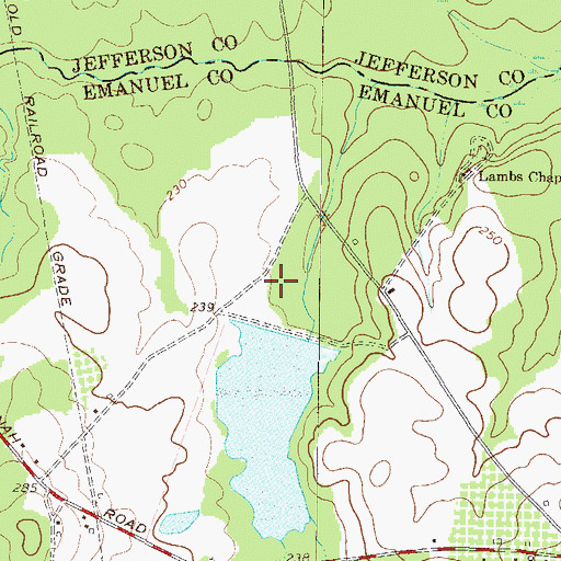 Topographic Map of Beegles Farm Pond, GA