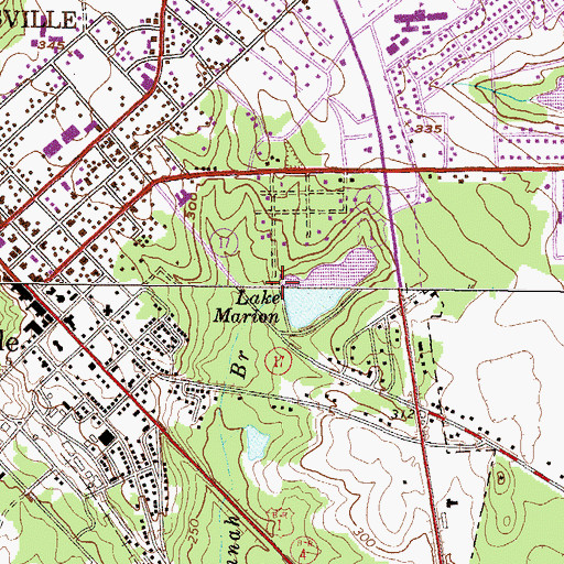 Topographic Map of Lake Marion Dam, GA