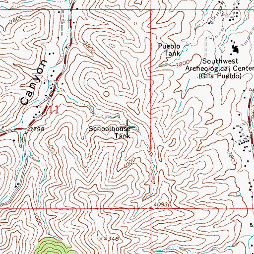 Topographic Map of Schoolhouse Tank, AZ