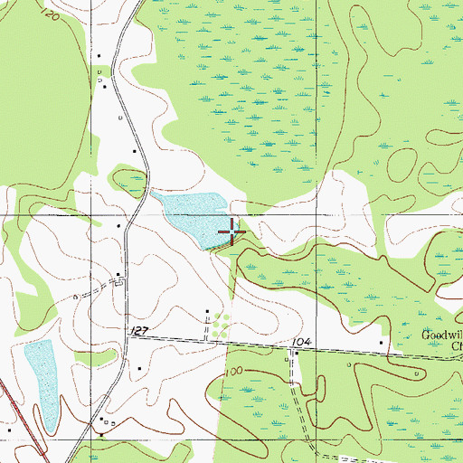 Topographic Map of Boddiford Pond Dam, GA