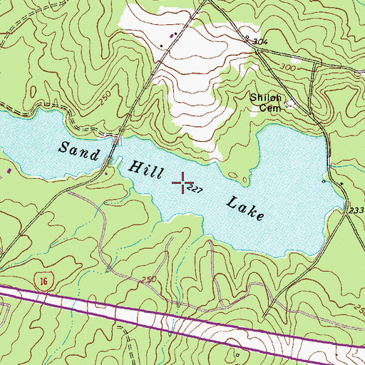 Topographic Map of Sand Hill Lake Dam, GA