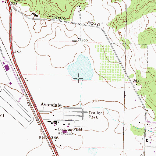 Topographic Map of Attaway Lake Dam, GA