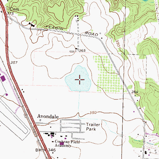 Topographic Map of Attaway Lake, GA