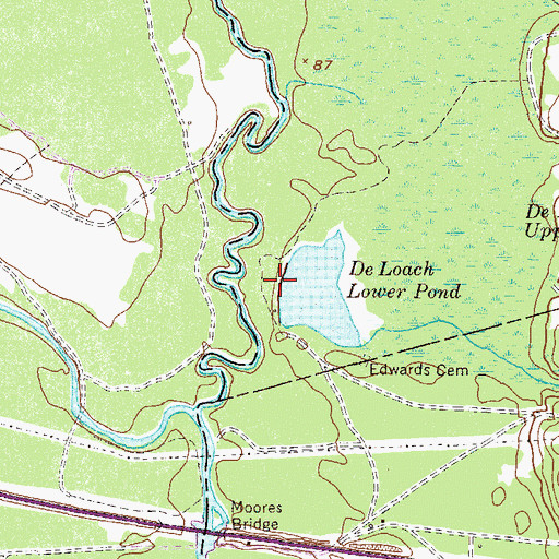 Topographic Map of Deloach Lower Pond Dam, GA
