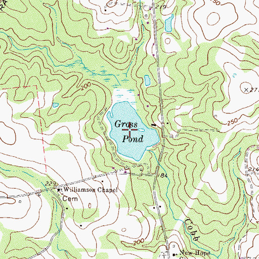 Topographic Map of Gross Pond Dam, GA
