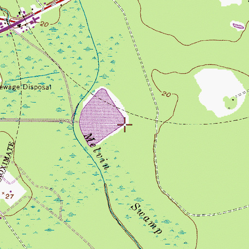 Topographic Map of Hinesville Oxidation Pond Dam, GA