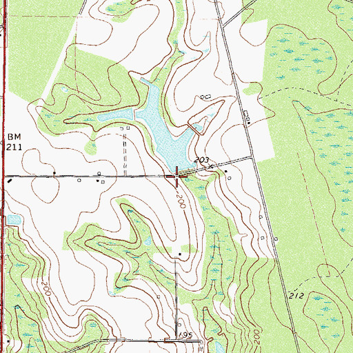 Topographic Map of Johnson Lake Dam, GA